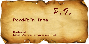 Pordán Irma névjegykártya
